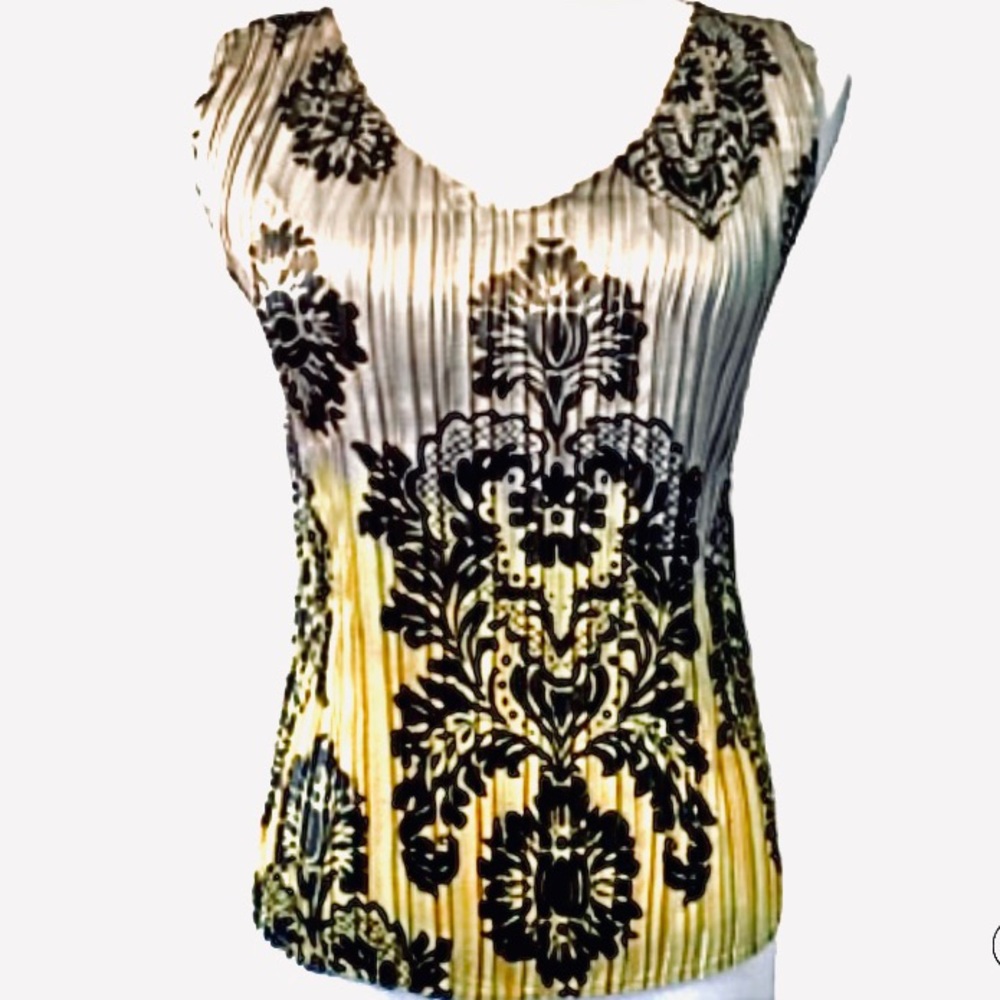 Women's Piano Yellow and Silver Sleeveless Blouse